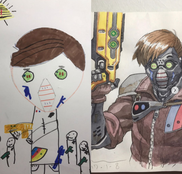Thomas' sons working on a creature things