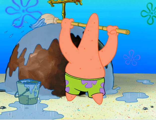 Patrick Star cleans his house
