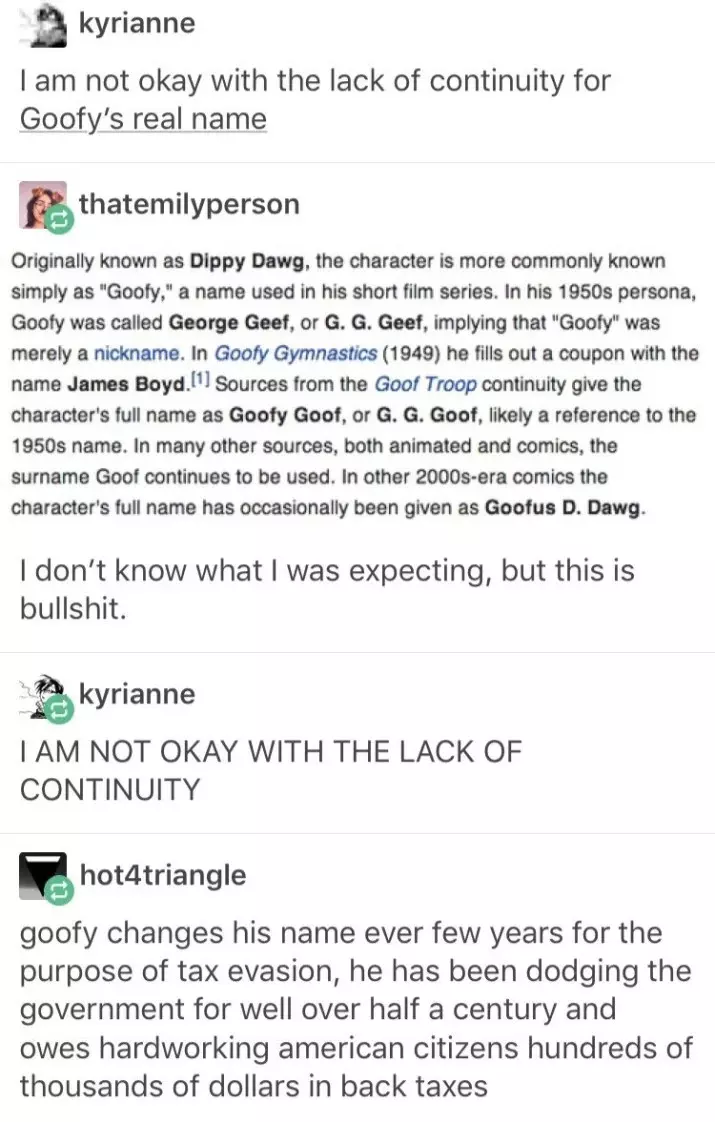 There Is A Lack Of Continuity For Goofy's Real Name