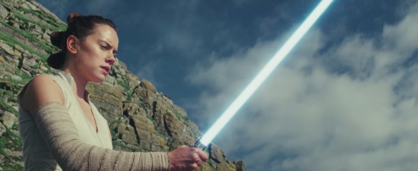 Rey Unleashes the fabled Lightsaber of Luke