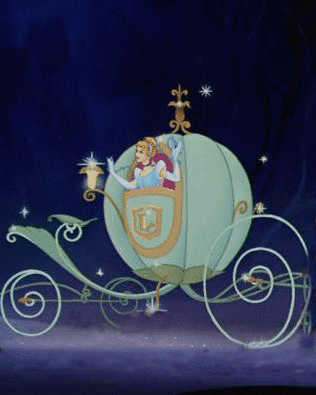 Cinderella and her pumpkin ride