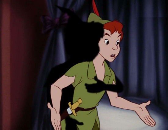 Peter pan is groped by his shadow