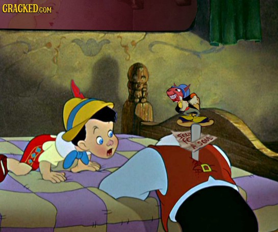 Gepetto sells his soul to Jiminy Cricket to bring Pinocchio to life