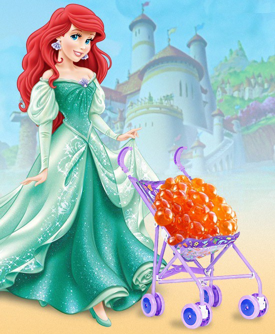 Ariel gives birth translucent amber eggs