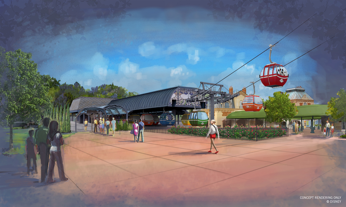The Disney Skyliner station at International Gateway at Epcot