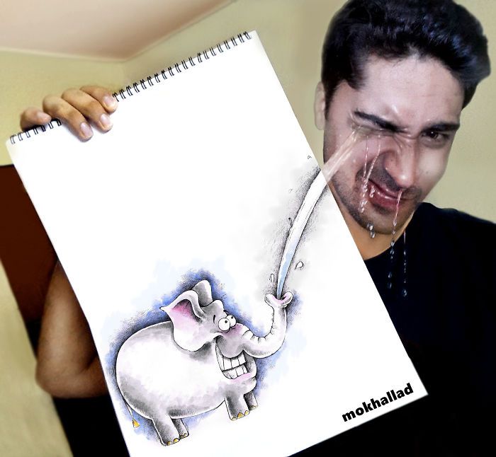 The elephant sure does look happy
