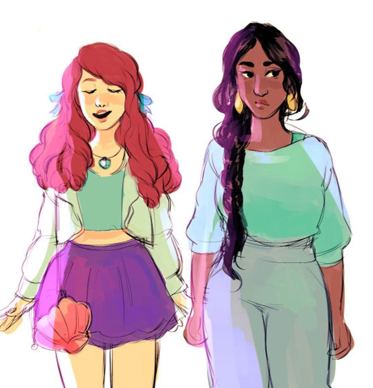 Ariel and Jasmine from The Little Mermaid and Aladdin